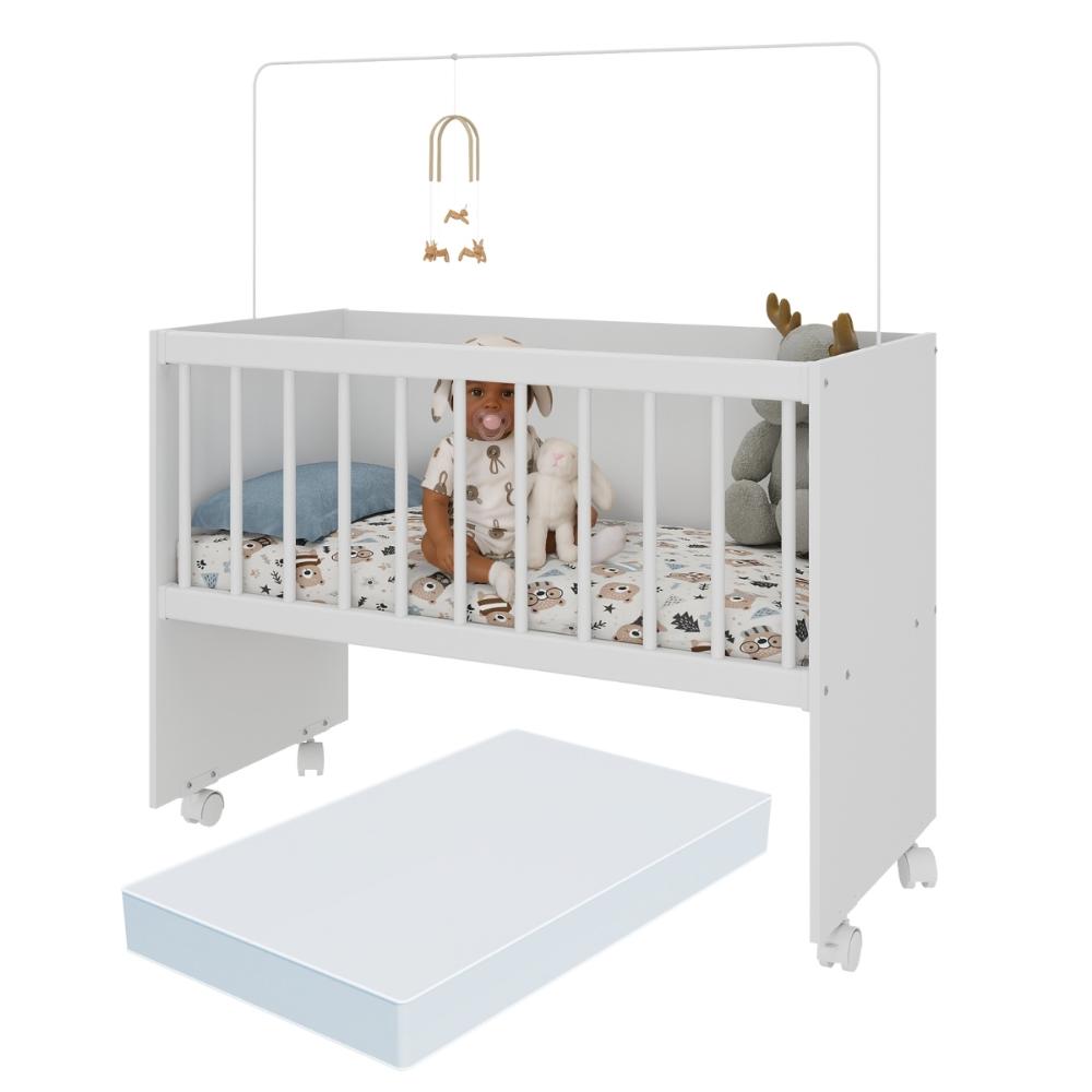 Berço Reborn com Colchão Incluso e Rodízios Multimóveis MP4382C Branco