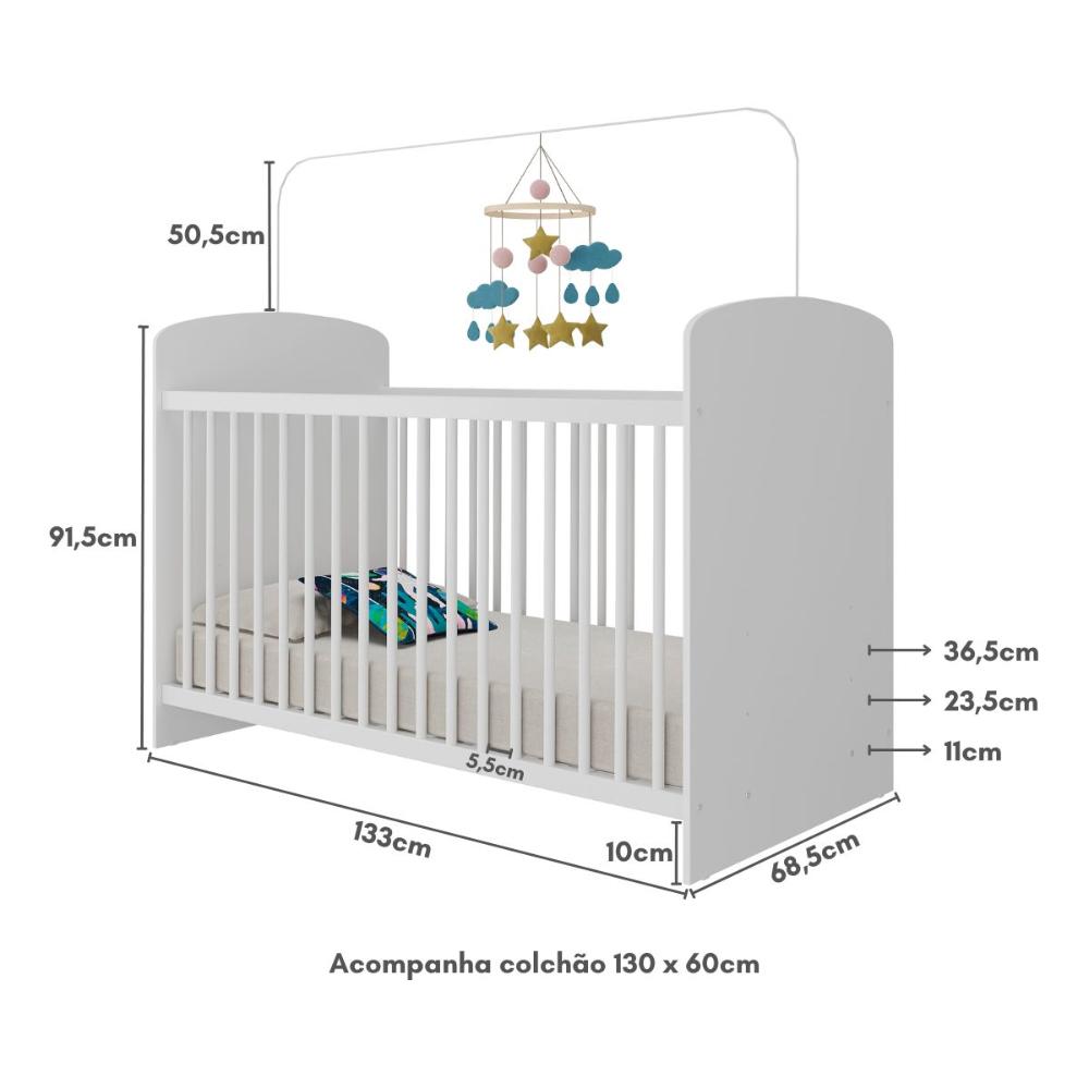 Berço com Colchão Incluso Sonho Multimóveis BB0515C Branco