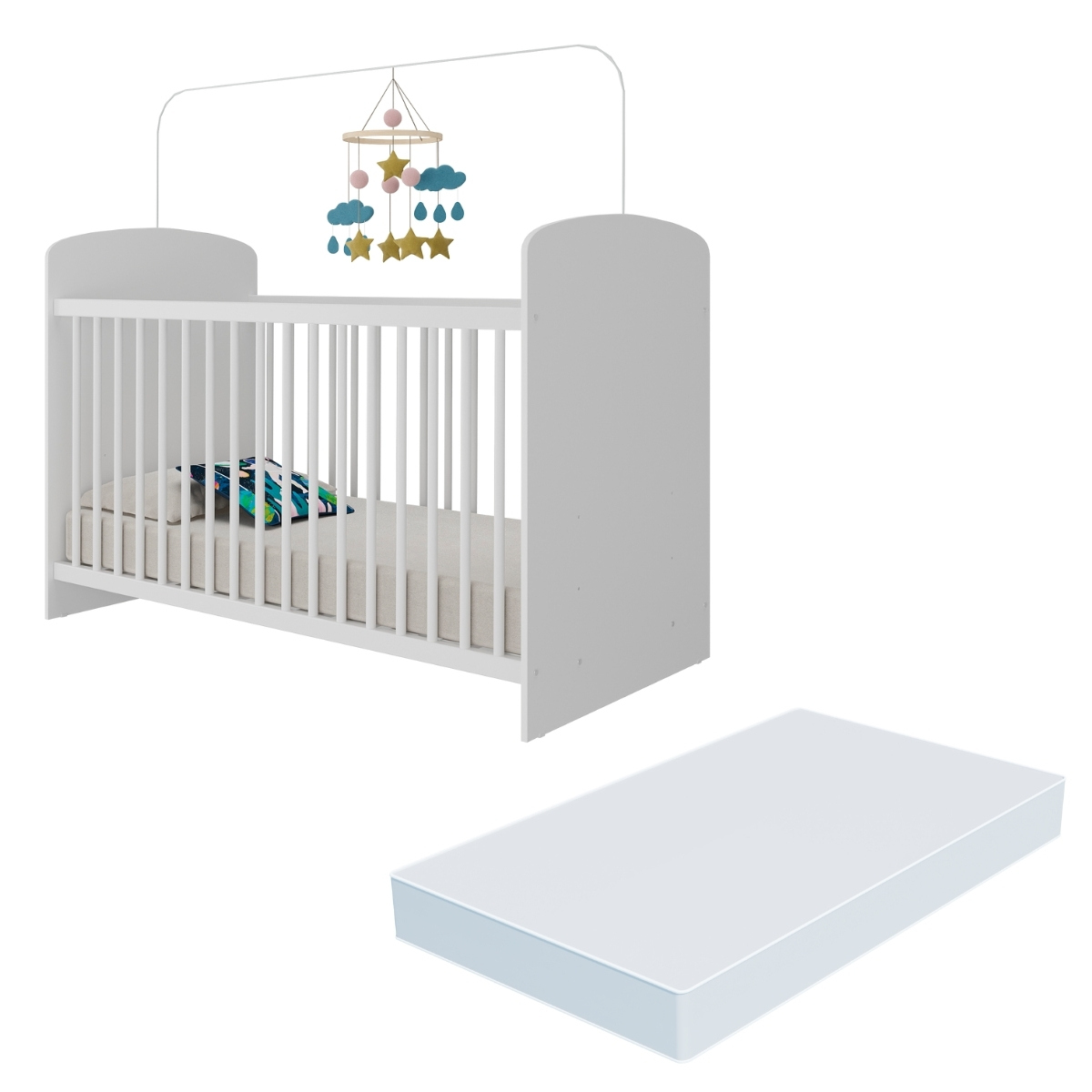 Berço com Colchão Incluso Sonho Multimóveis BB0515C Branco