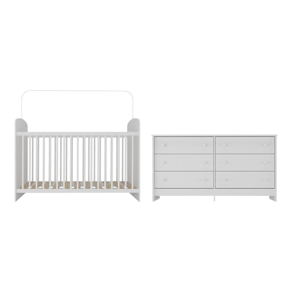 Berço com Colchão Incluso e Cômoda Ana Lívia Multimóveis MP4292 Branco