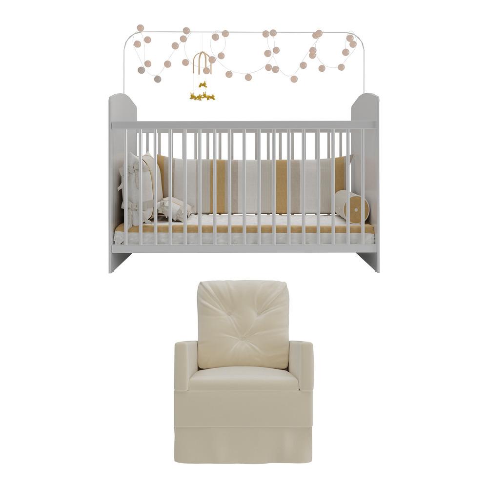 Berço com Poltrona de Amamentação Ana Lívia Multimóveis MP4063 Branco/Bege