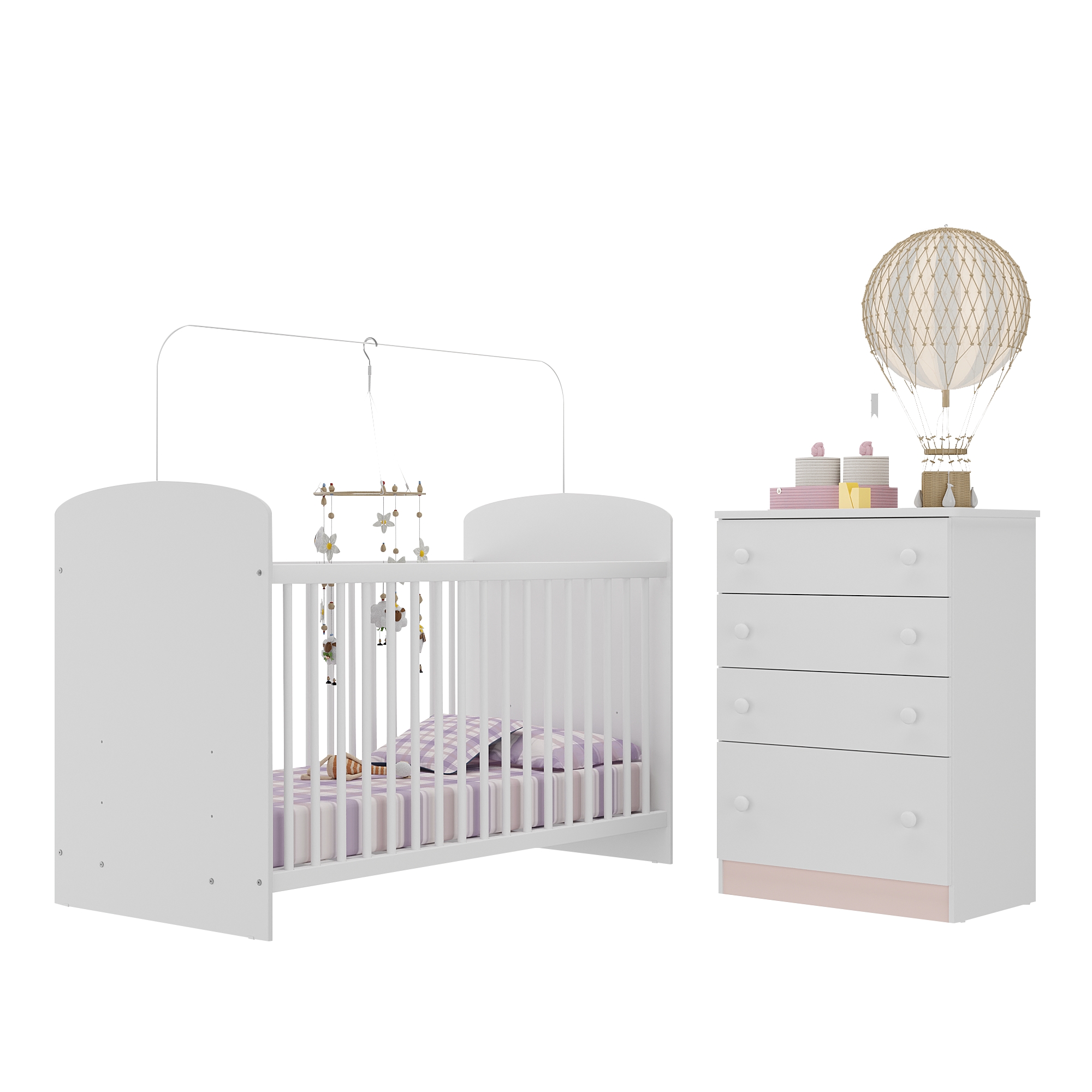 Berço e Cômoda Multimóveis João e Maria FG2810 Branco