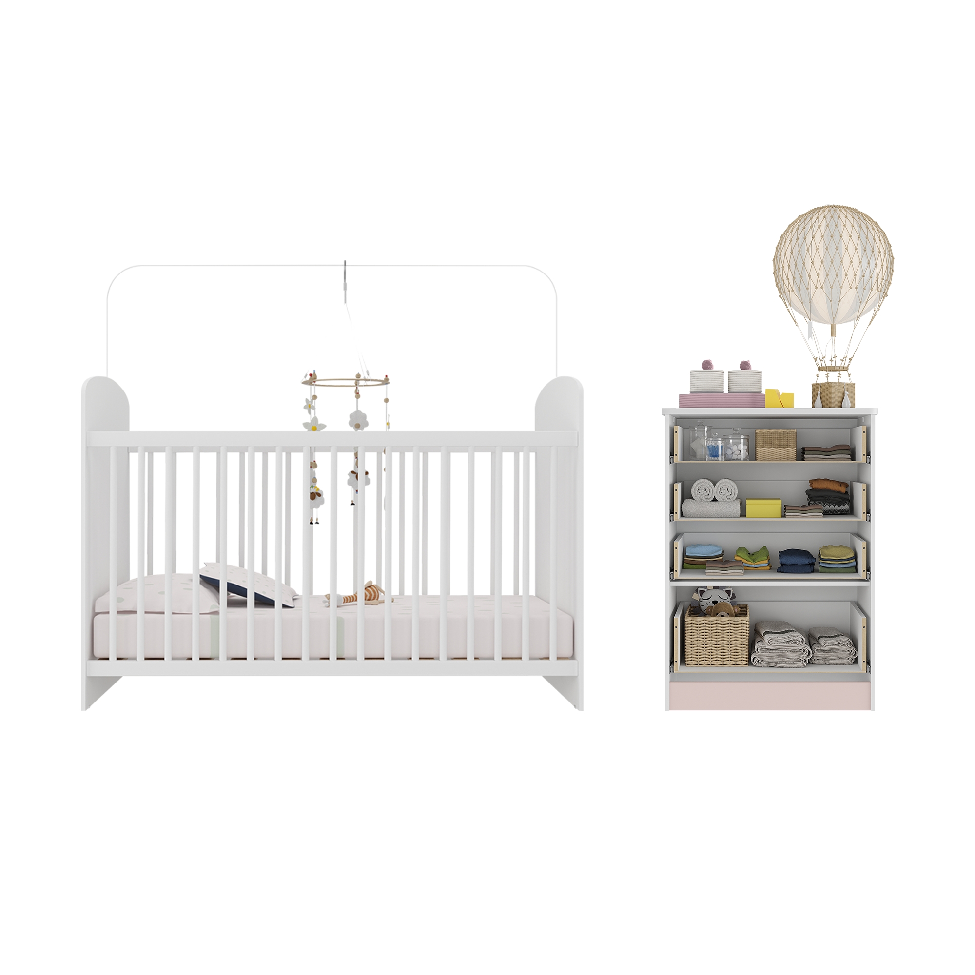 Berço e Cômoda Multimóveis João e Maria FG2810 Branco