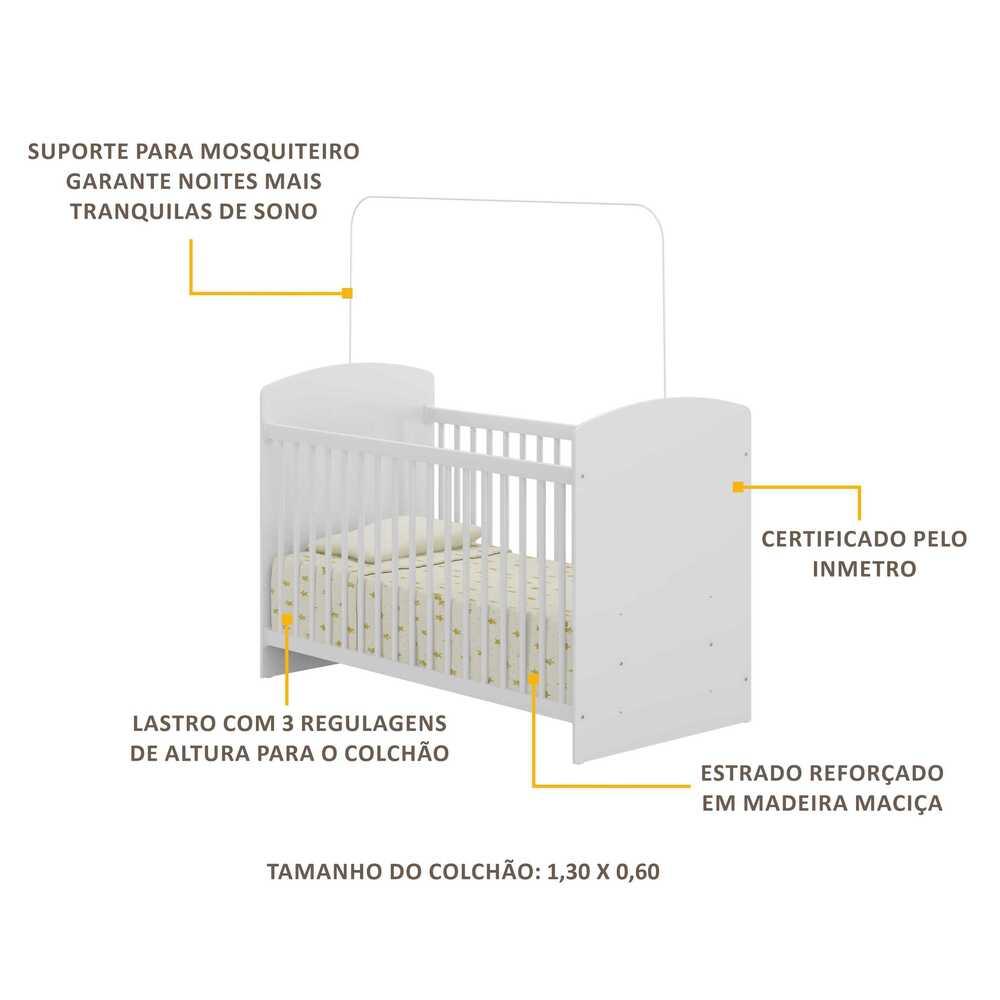 Berço para Colchão 60 x 130 cm Ana Lívia Multimóveis FG0515 Branco