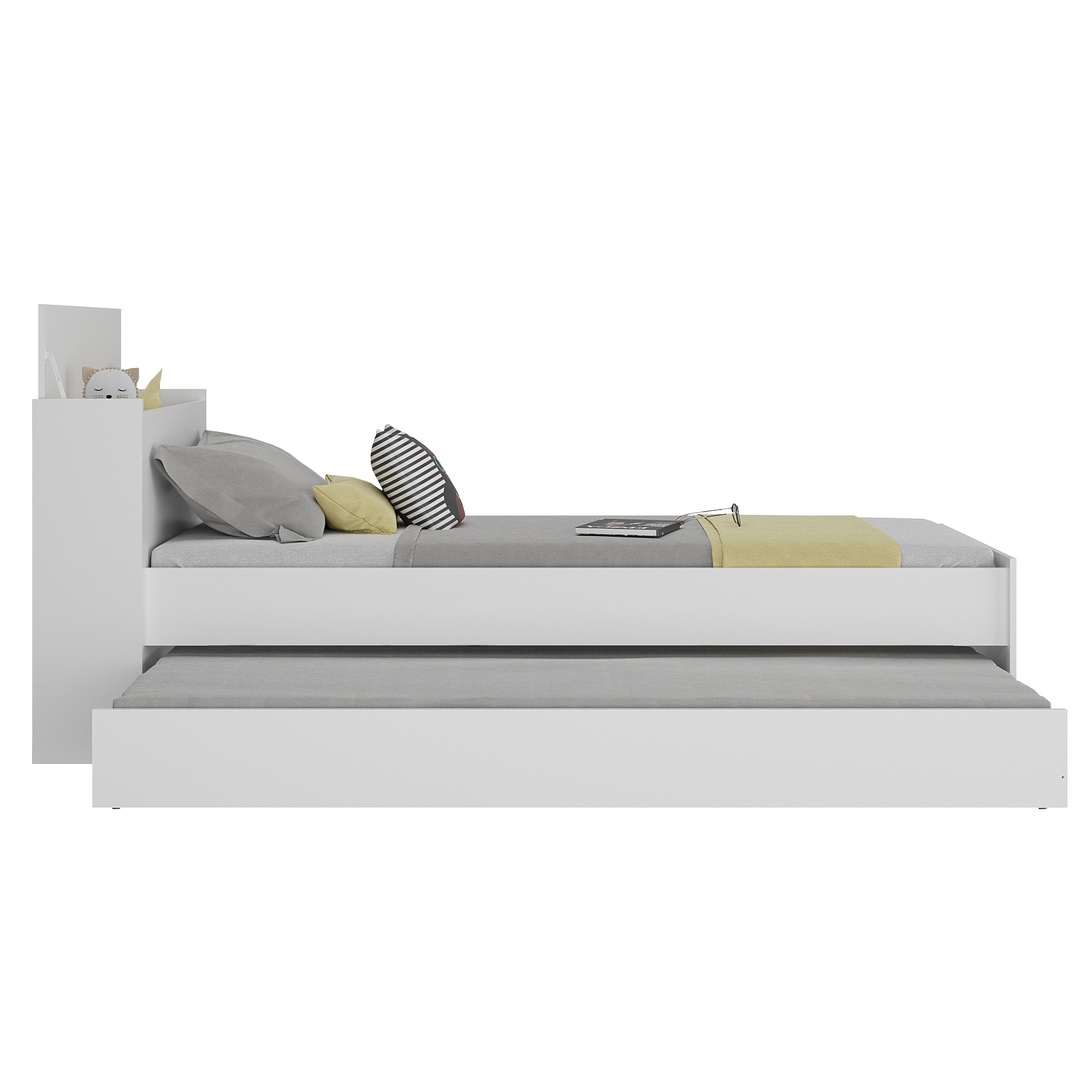 Bicama com Baú Embutido para colchão 78 x 188 cm Multimóveis Branca