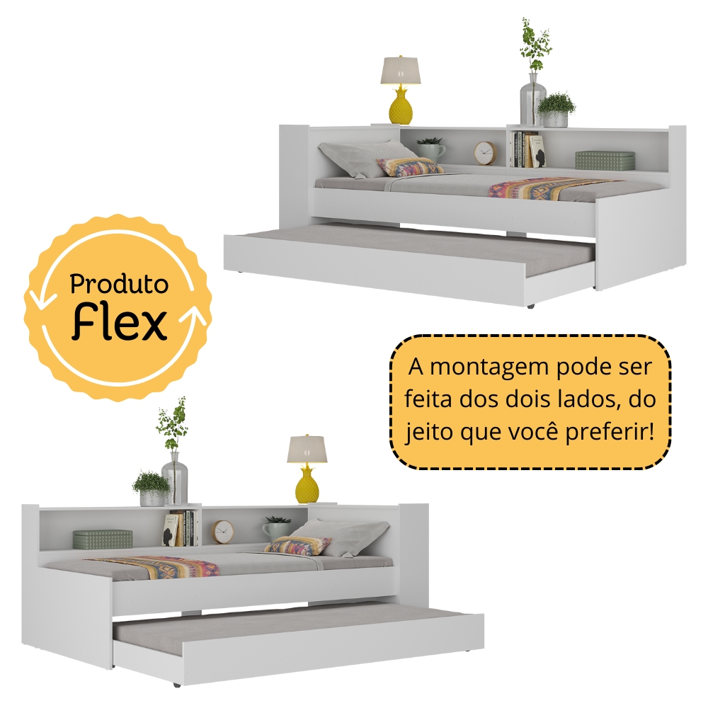 Bicama com Baú para colchão 78 x 188 cm Multimóveis FG5011 Branca