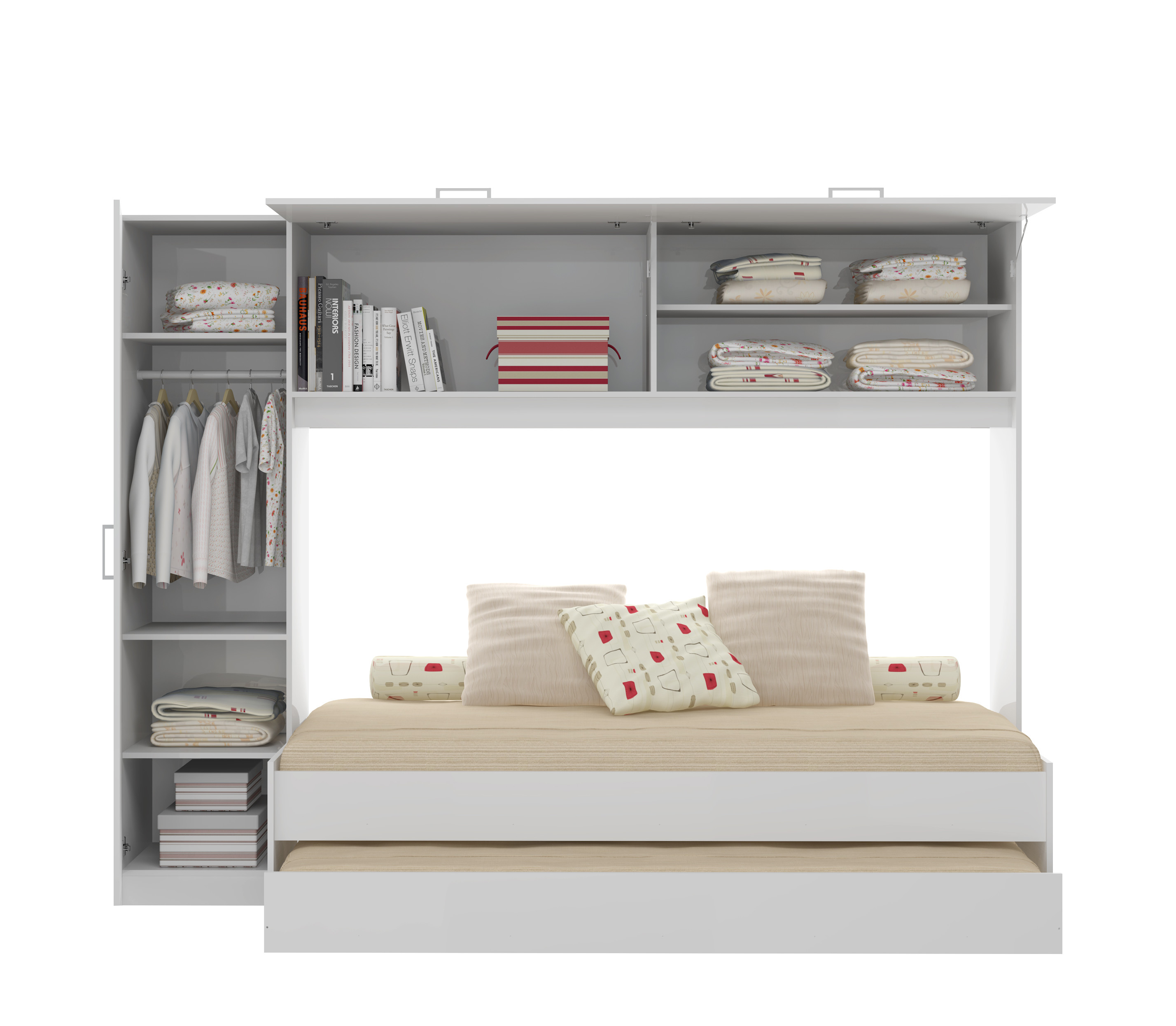 Bicama com Guarda-Roupa para colchão 88 x 188 cm Multimóveis FG1909 Branca