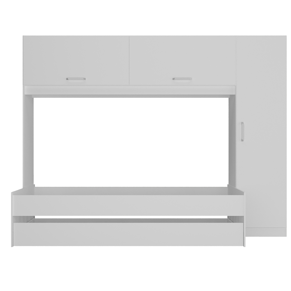 Bicama com Guarda-Roupa/Roupeiro para colchão 88 x 188 cm Multimóveis Branca