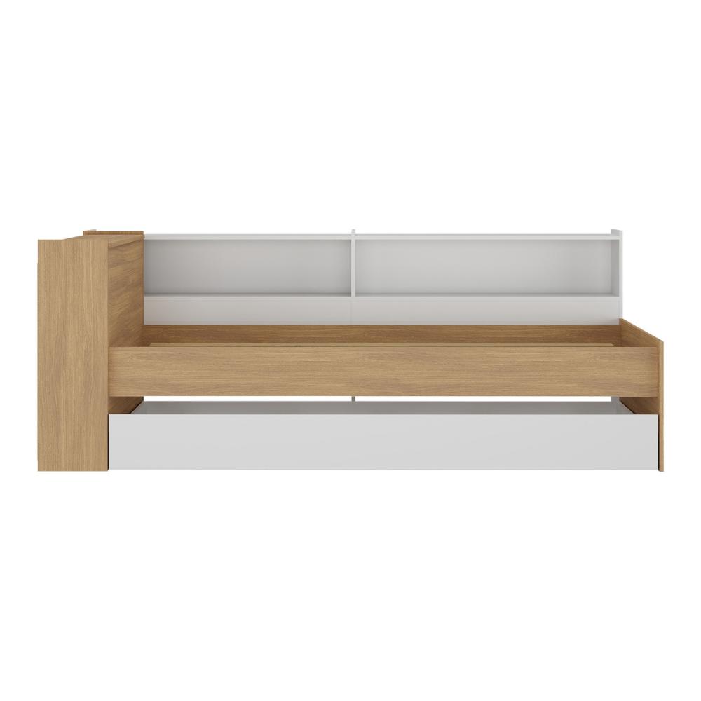 Bicama de Solteiro com Colchão Incluso Baú Embutido e Prateleira Multimóveis MP4259 Rustic/Branco