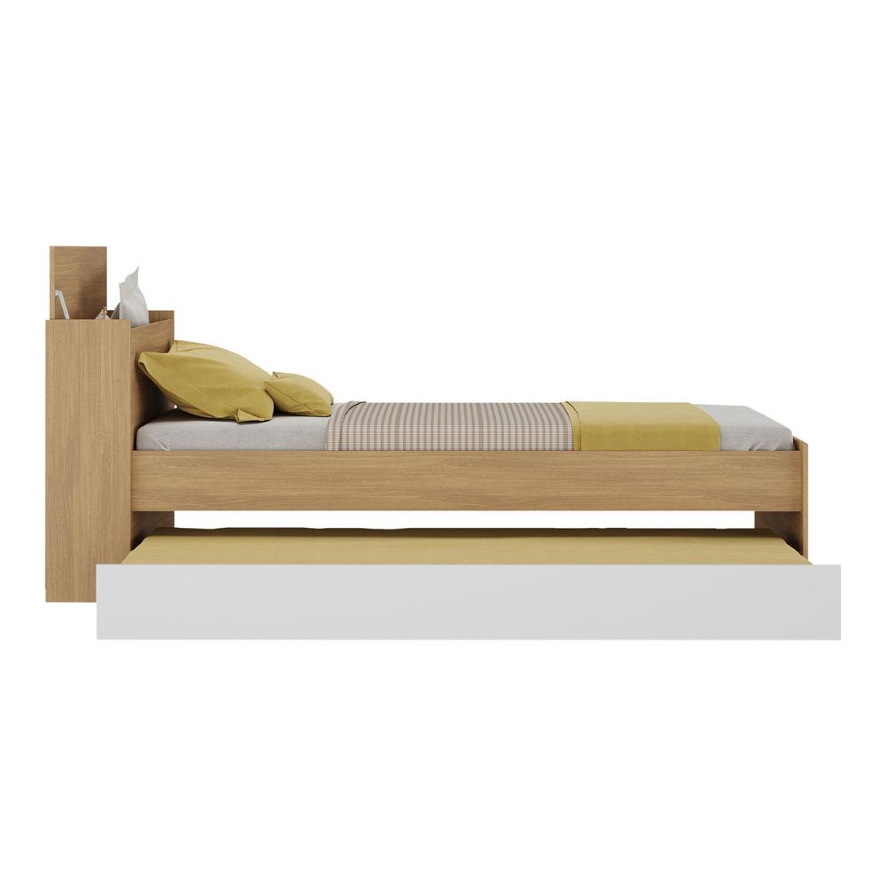 Bicama de Solteiro com Colchão Incluso e Baú Embutido Multimóveis MP4261 Rustic/Branco