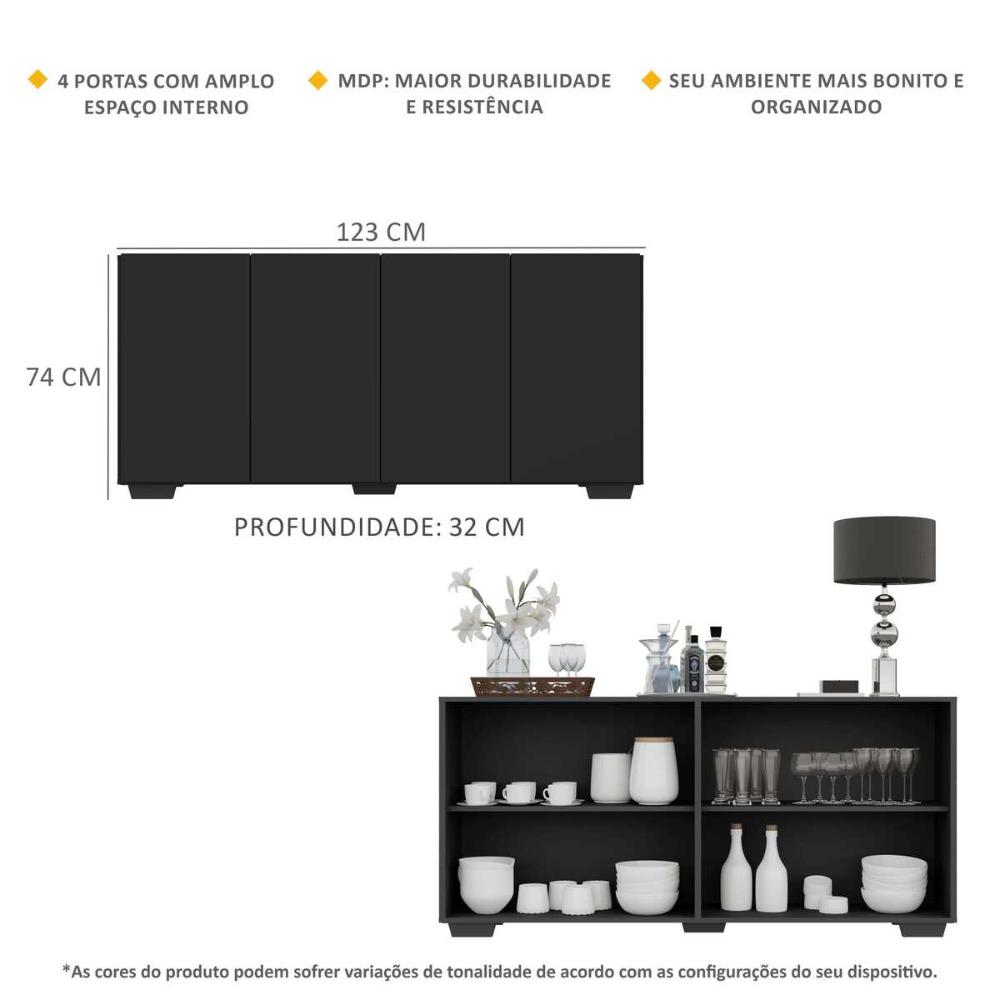 Buffet Aparador para Sala de Jantar Multimóveis MP1092 Preto