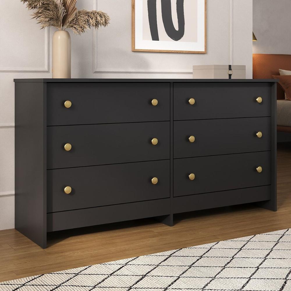 Cômoda 136cm com 6 Gavetas Flex Multimóveis MP4275 Preto