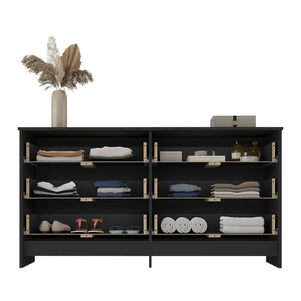 Cômoda 136cm com 6 Gavetas Flex Multimóveis MP4275 Preto