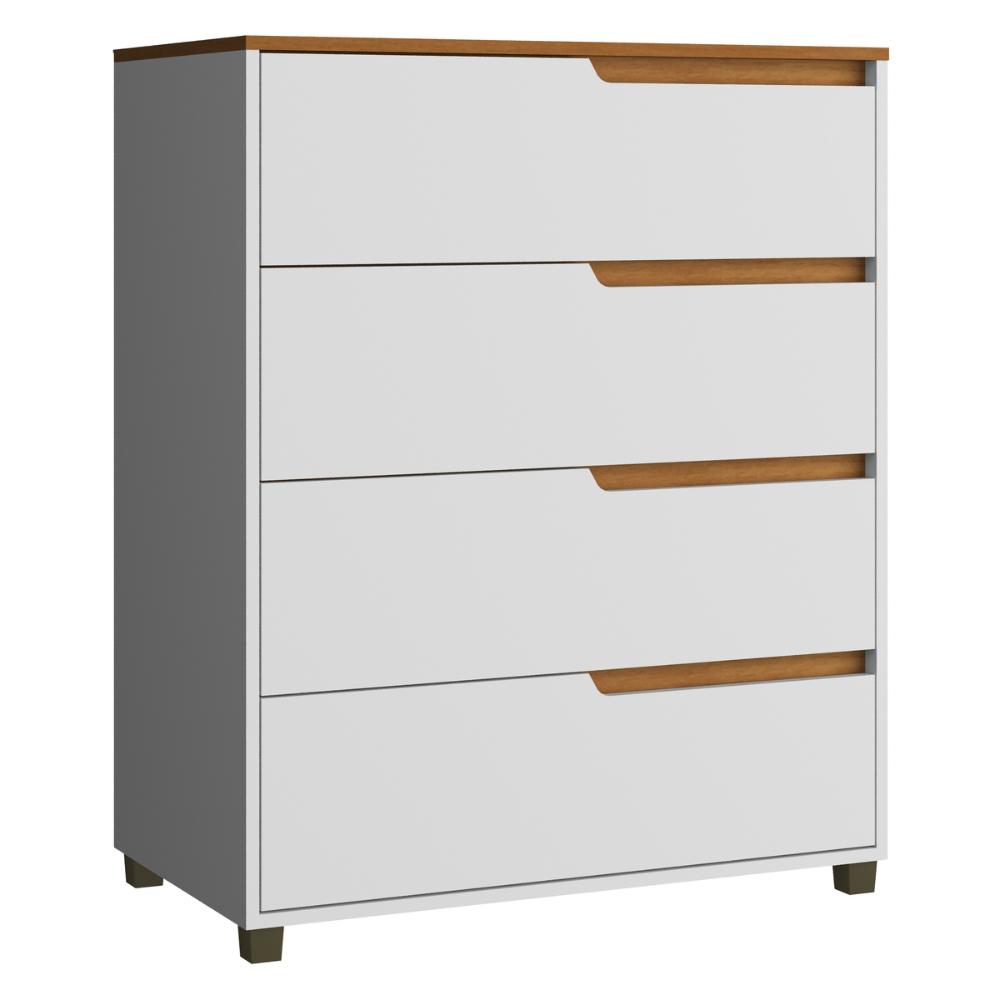 Cômoda 80cm com 4 Gavetas Multimóveis CR35243 Branco/Nature
