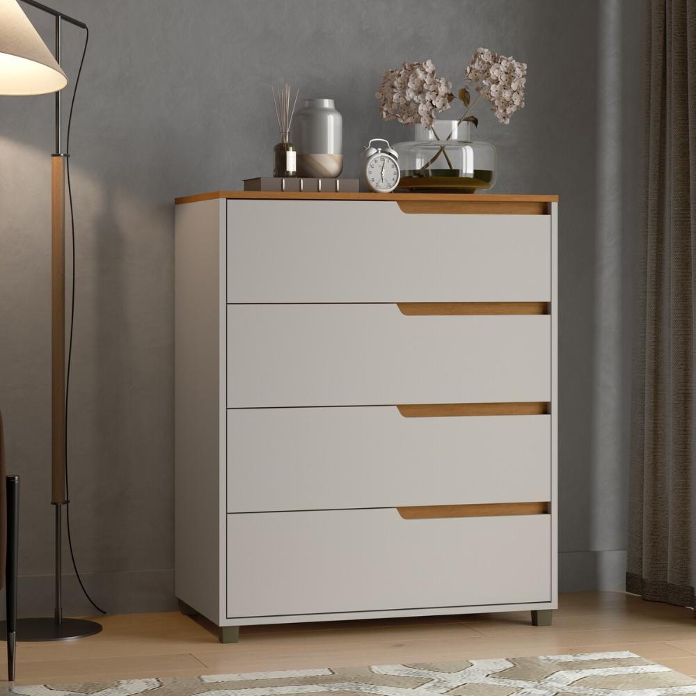 Cômoda 80cm com 4 Gavetas Multimóveis CR35243 Cinza/Nature