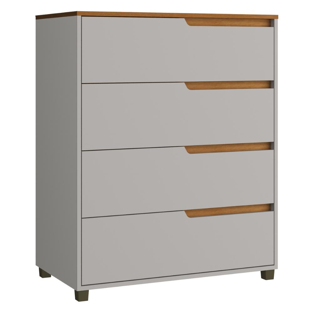 Cômoda 80cm com 4 Gavetas Multimóveis CR35243 Cinza/Nature