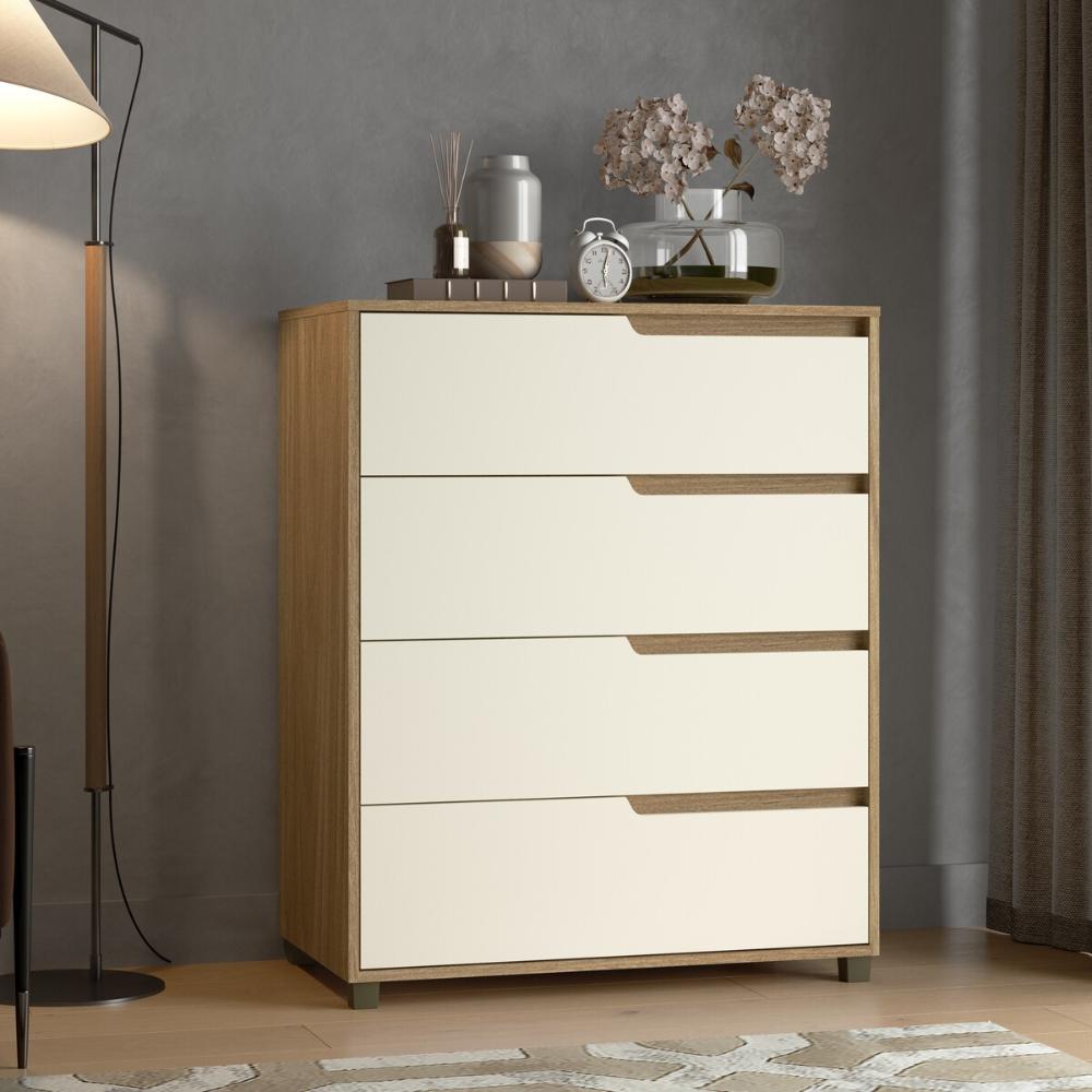 Cômoda 80cm com 4 Gavetas Multimóveis CR35243 Mel/Champanhe