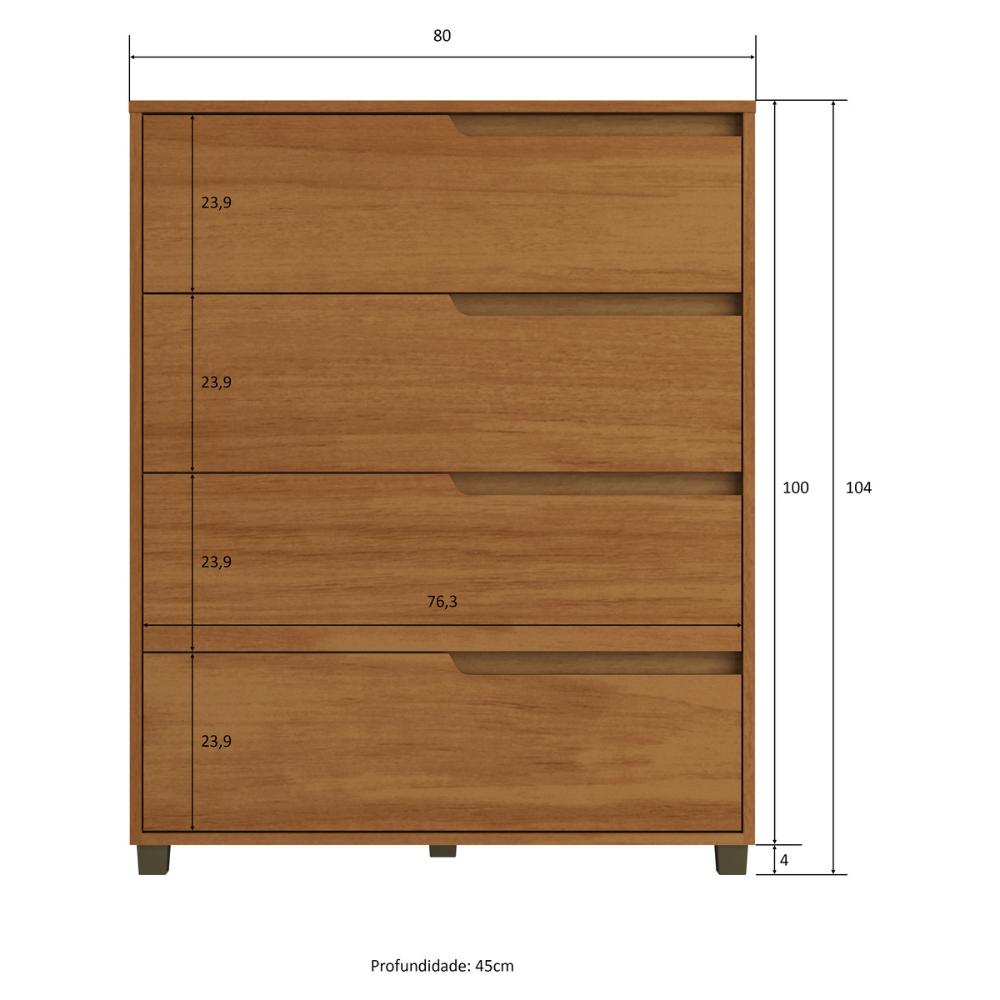 Cômoda 80cm com 4 Gavetas Multimóveis CR35243 Nature