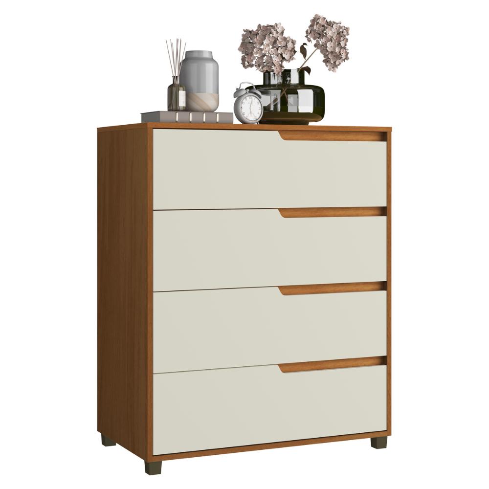 Cômoda 80cm com 4 Gavetas Multimóveis CR35243 Nature/Champanhe