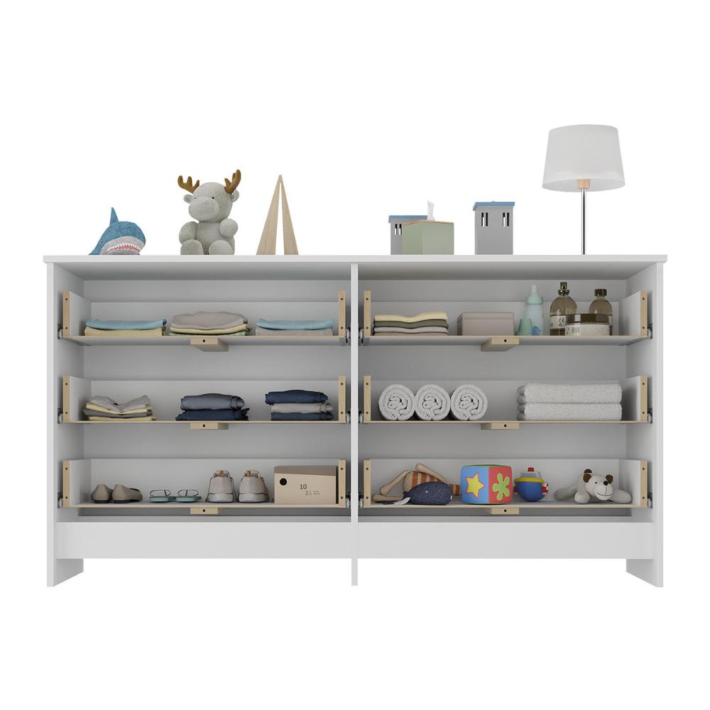 Cômoda Infantil 136cm com 6 Gavetas Flex Multimóveis MP4262 Branco