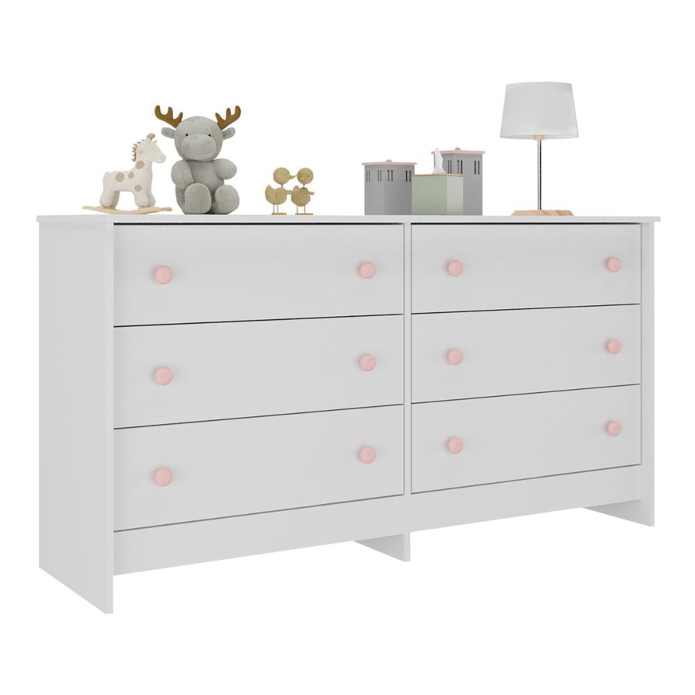 Cômoda Infantil 136cm com 6 Gavetas Multimóveis MP4335 Branco