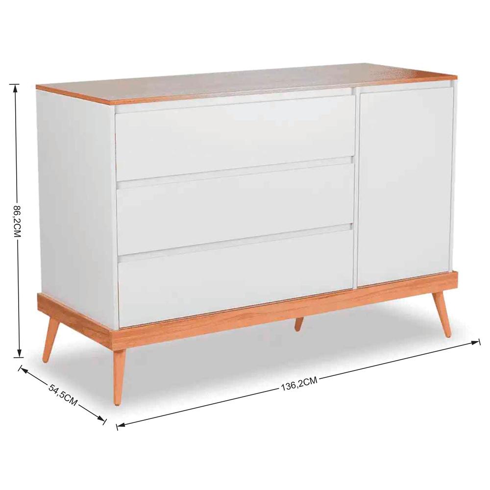 Cômoda Infantil 3 Gavetas 1 Porta Multimóveis CR40027 Branco/Amendola