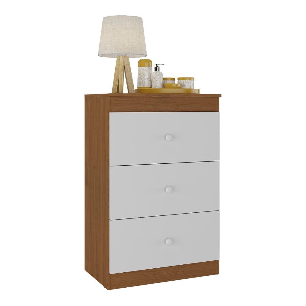 Cômoda Infantil com 3 Gavetas Doce de Leite Multimóveis MP2676 Madeirado/Branco