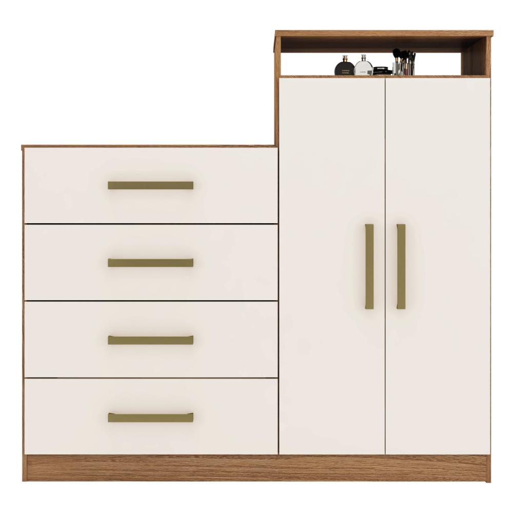 Cômoda com 2 Portas e 4 Gavetas 120cm Multimóveis CR35291 Amêndola/Off White