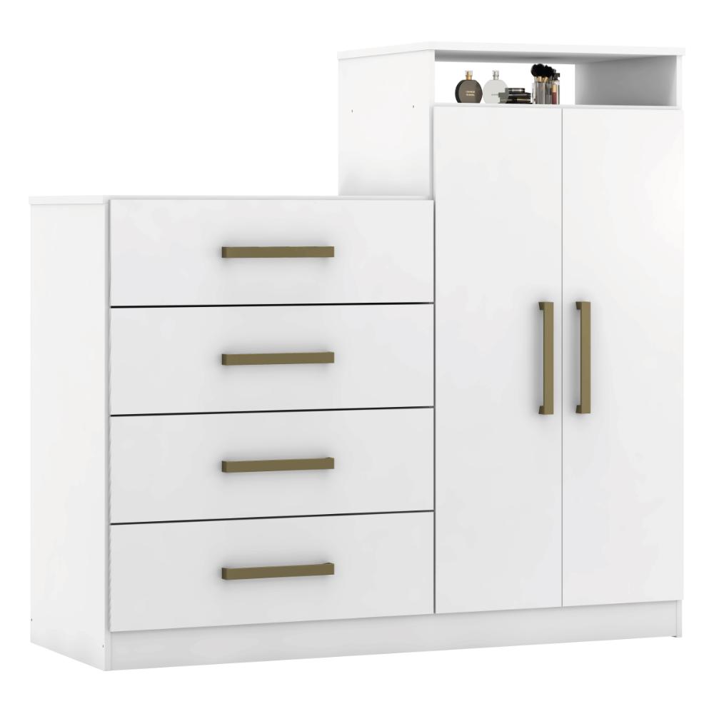 Cômoda com 2 Portas e 4 Gavetas 120cm Multimóveis CR35291 Branco