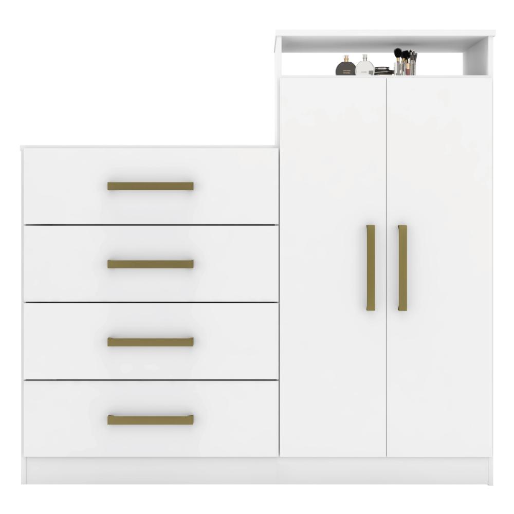 Cômoda com 2 Portas e 4 Gavetas 120cm Multimóveis CR35291 Branco