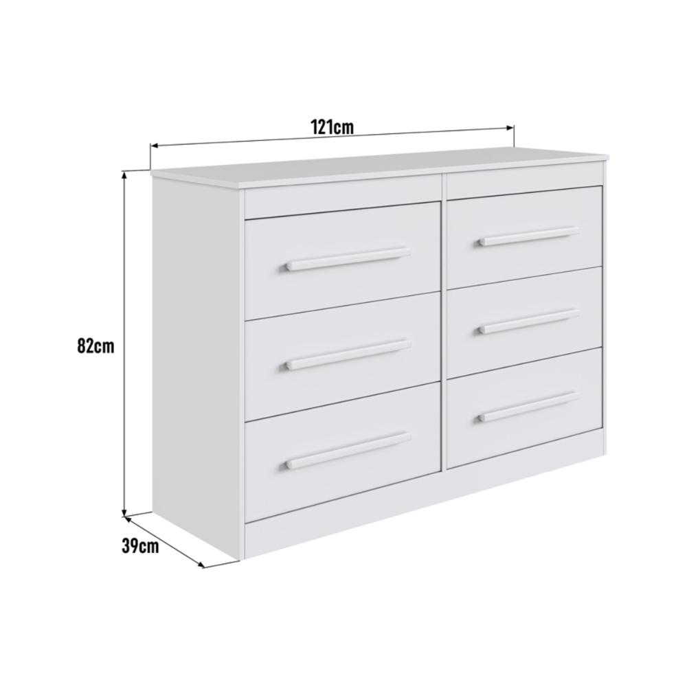 Cômoda com 6 Gavetas 121cm Multimóveis CR35263 Branco