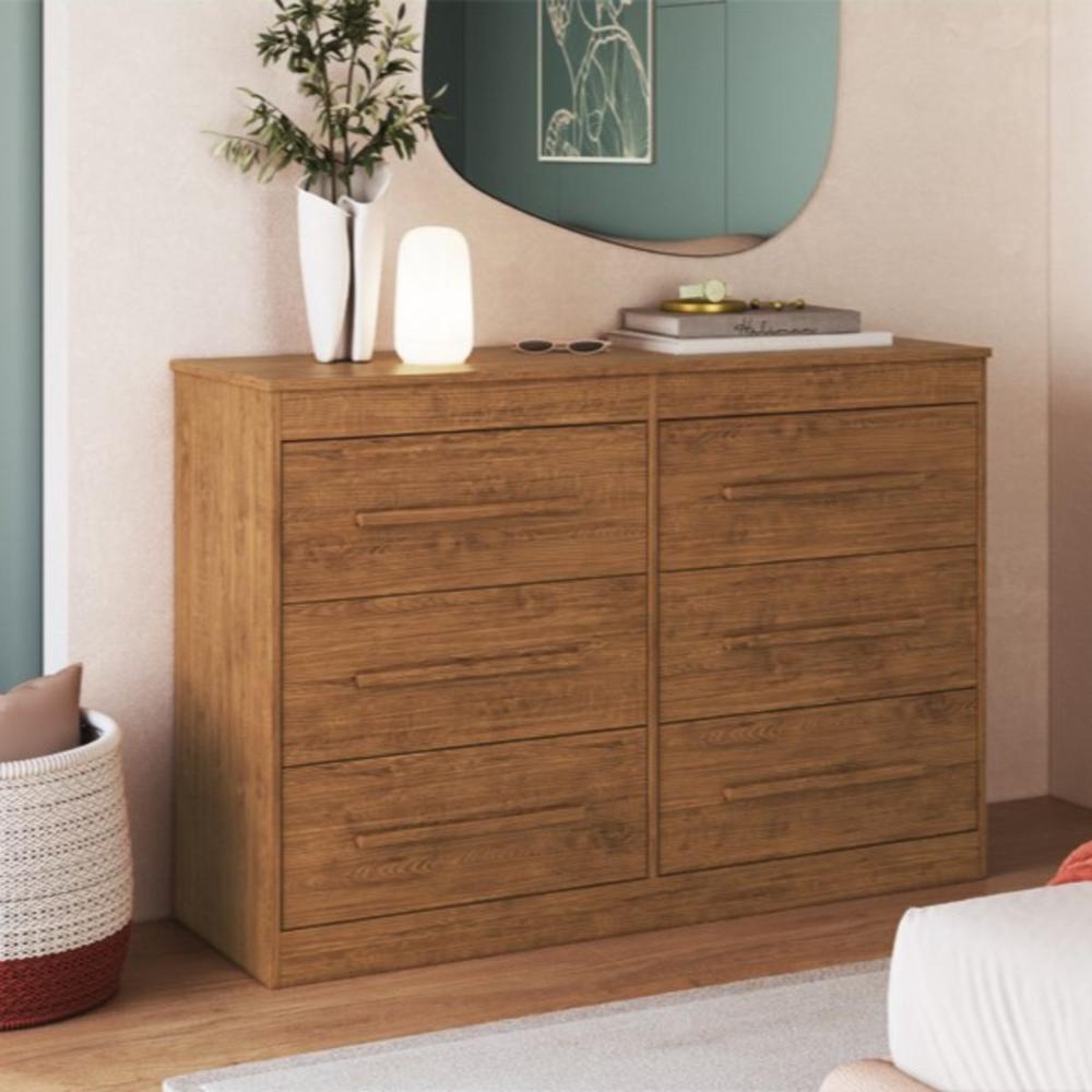Cômoda com 6 Gavetas 121cm Multimóveis CR35263 Nogueira