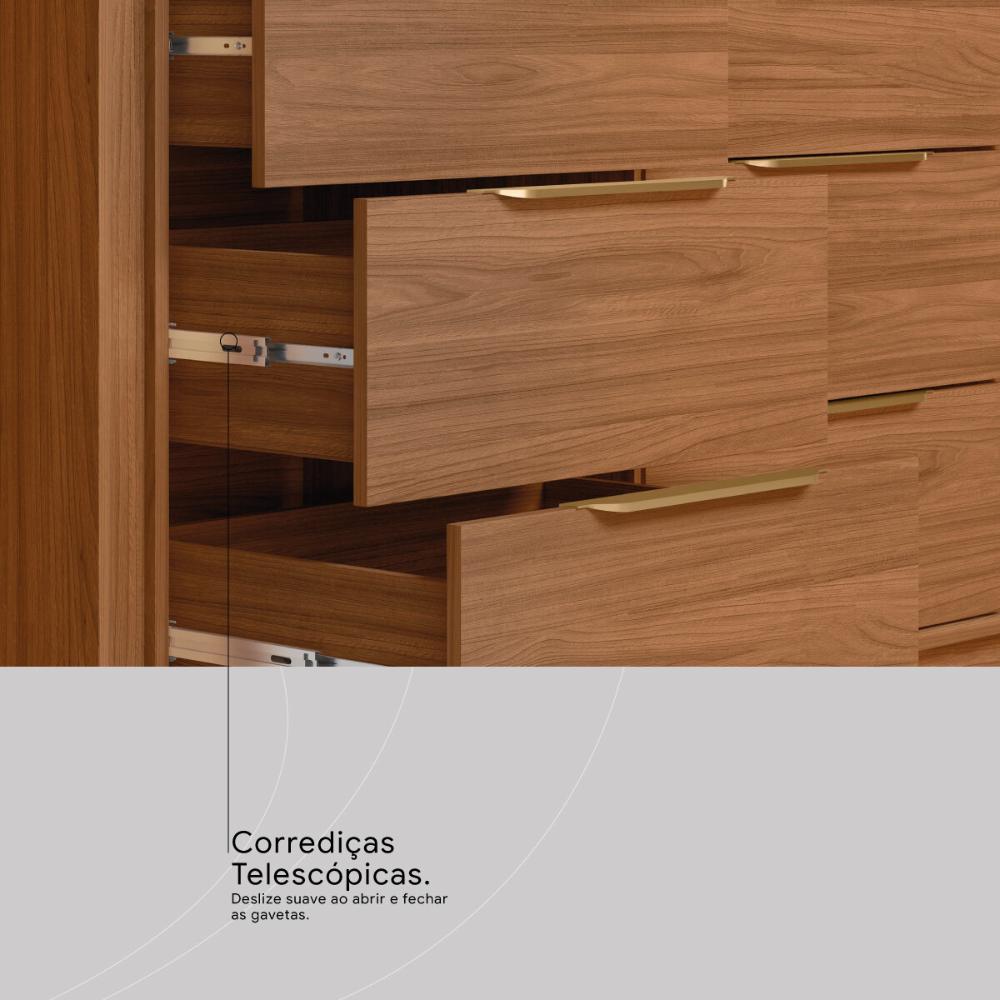 Cômoda com 6 Gavetas 136cm Multimóveis CR35292 Nogueira Touch