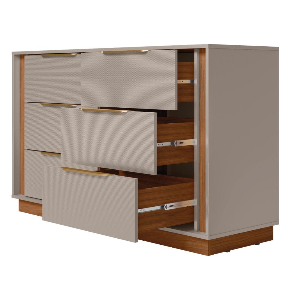 Cômoda com 6 Gavetas 136cm Multimóveis CR35292 Nogueira/Nude Prime TX