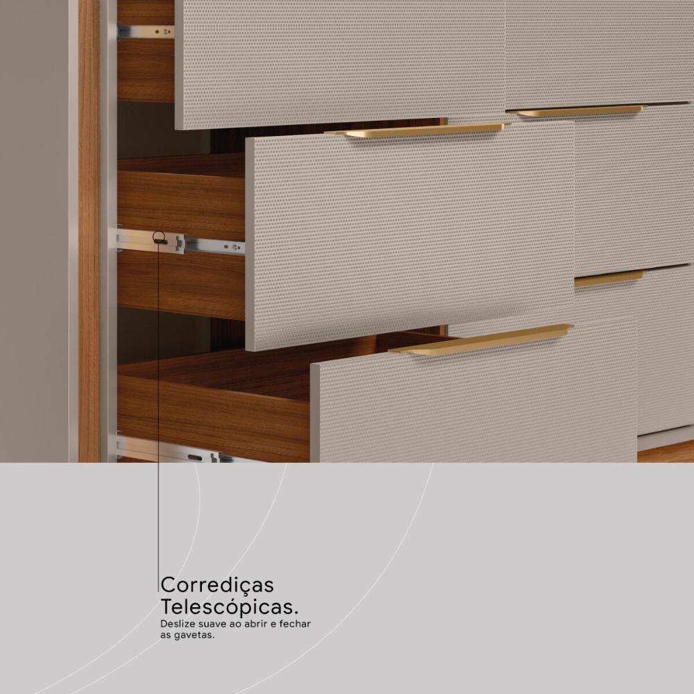 Cômoda com 6 Gavetas 136cm Multimóveis CR35292 Nogueira/Nude Prime TX