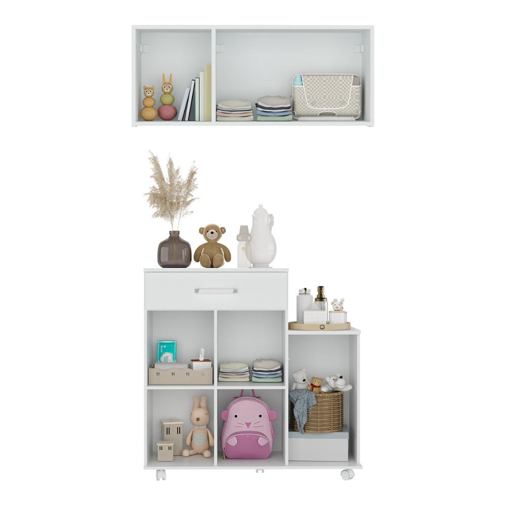 Cômoda/Balcão Infantil com Armário 3 Portas Multimóveis MP4211 Branca