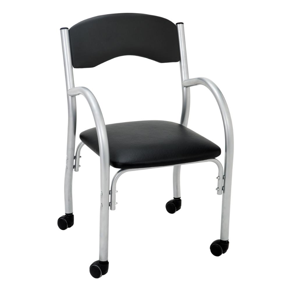 Cadeira de Escritório Estofada com Rodízios 52cm Multimóveis CR25288 Prata/Preto