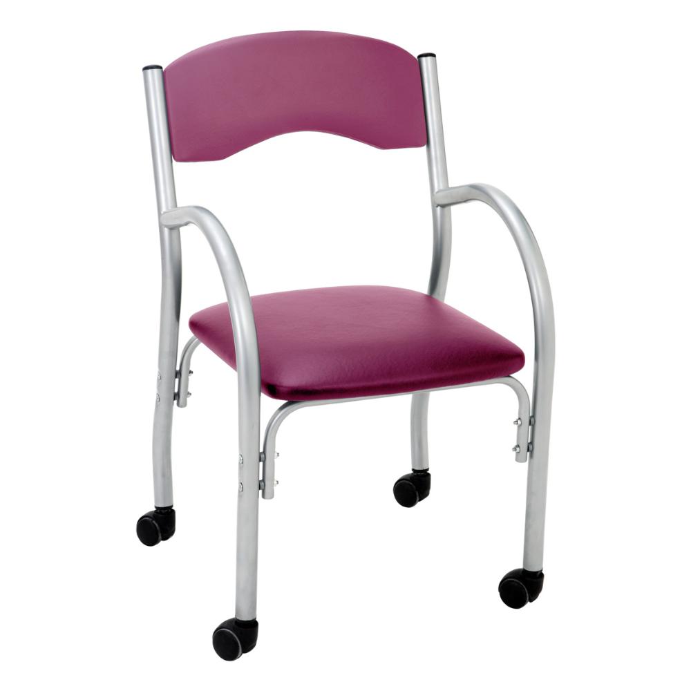 Cadeira de Escritório Estofada com Rodízios 52cm Multimóveis CR25288 Prata/Rosa