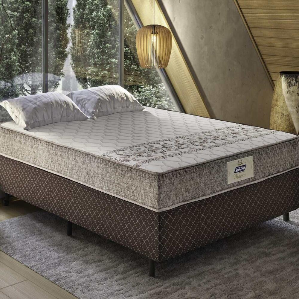 Cama Box Conjugado Casal com Colchão (138x59x188) Macau Gazin CR35359 Marrom