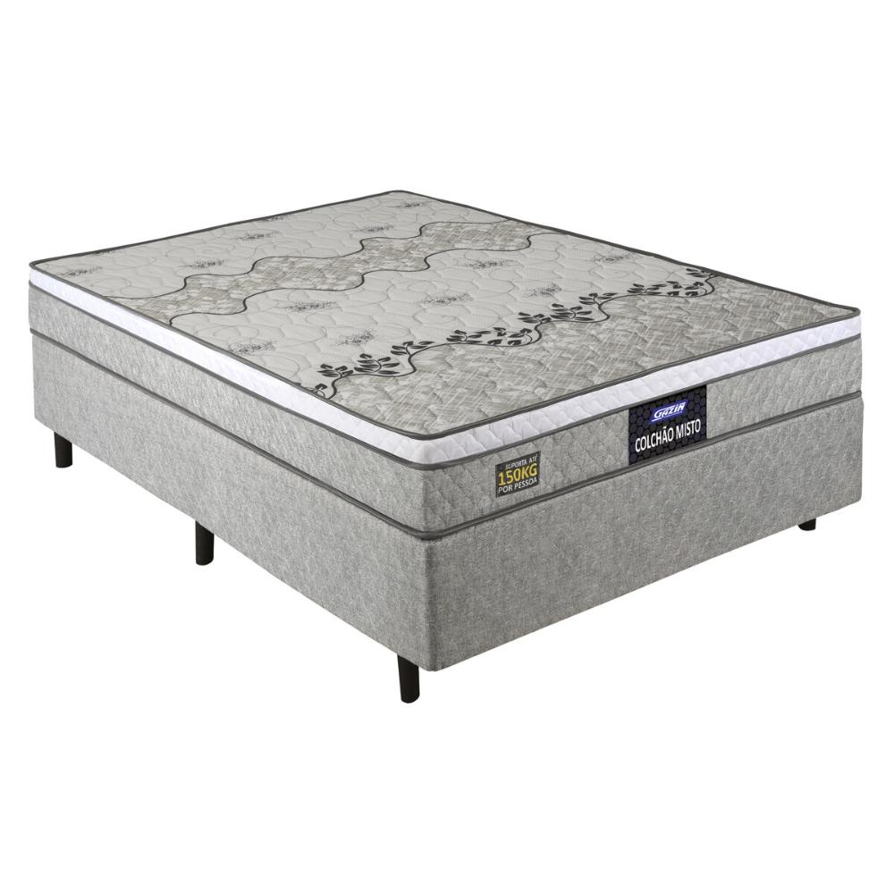 Cama Box Conjugado Casal com Colchão (138x60x188) Stone Gazin CR35340 Natural Cinza