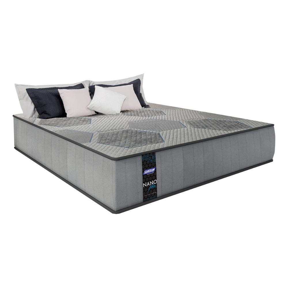 Cama Box Conjugado Casal com Colchão (138x61x188) Nanofiber Gazin CR35306 Cinza Claro