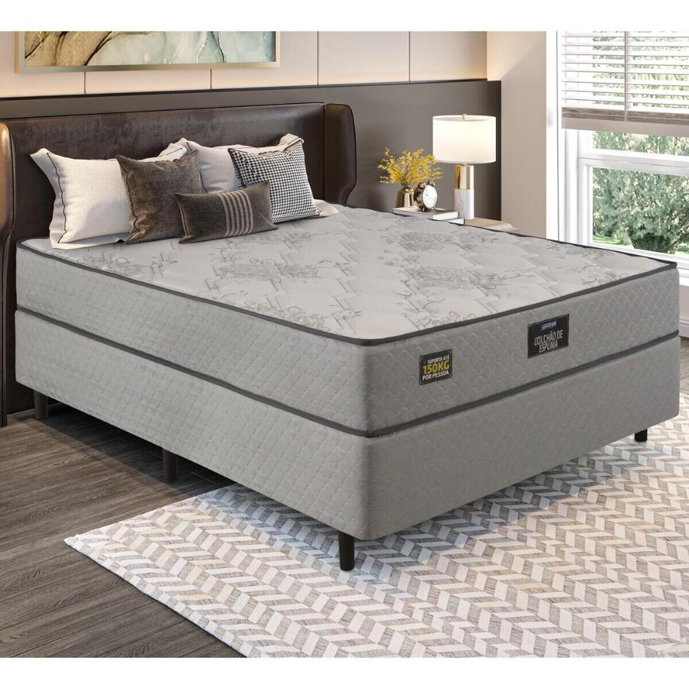 Cama Box Conjugado Casal com Colchão (138x63x188) Sonopromax Gazin CR35335 Cinza