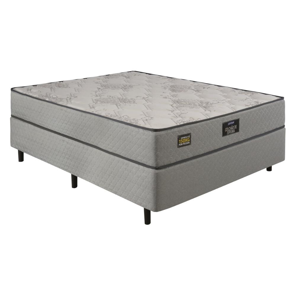 Cama Box Conjugado Casal com Colchão (138x63x188) Sonopromax Gazin CR35335 Cinza