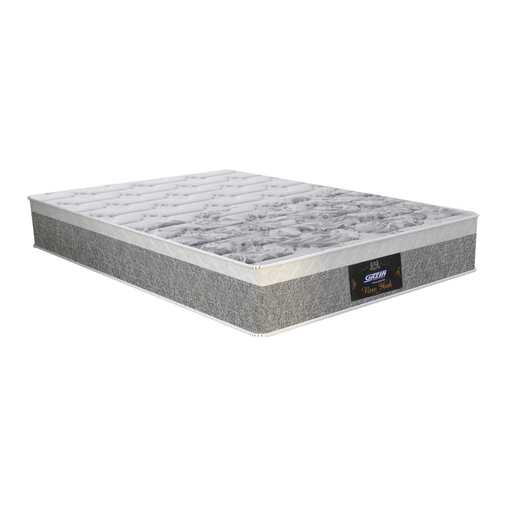 Cama Box Conjugado Casal com Colchão (138x65x188) New York HF Gazin CR35334 Natural Cinza