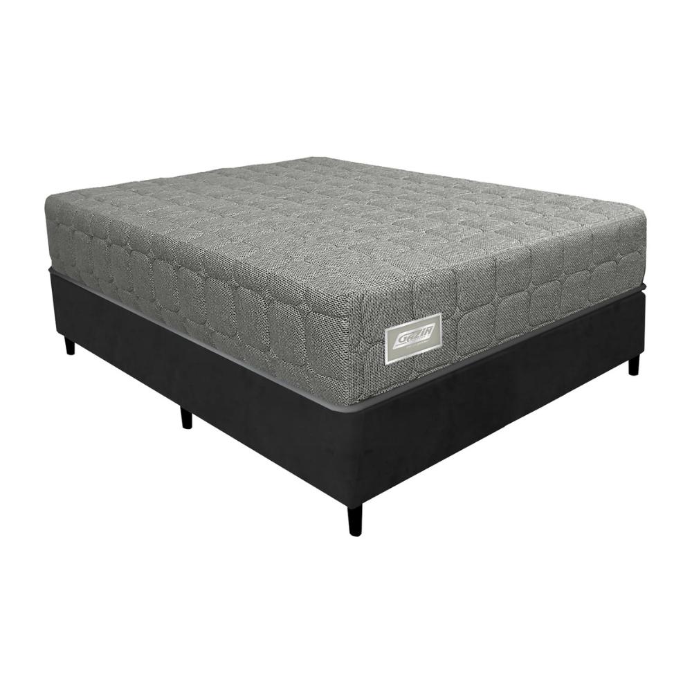 Cama Box Conjugado Casal com Colchão (138x69x188) Cloud Gazin CR35312 Grafite/Preto