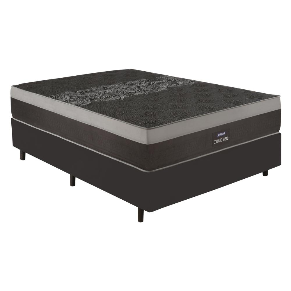 Cama Box Conjugado Casal com Colchão (138x70x188) Black Comfort Gazin CR35339 Preto