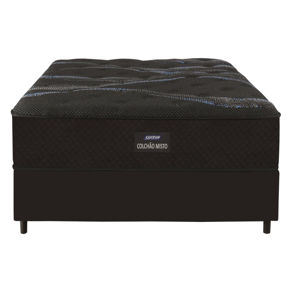 Cama Box Conjugado Casal com Colchão (138x70x188) Soft Firme II Gazin CR35320 Preto/Marrom
