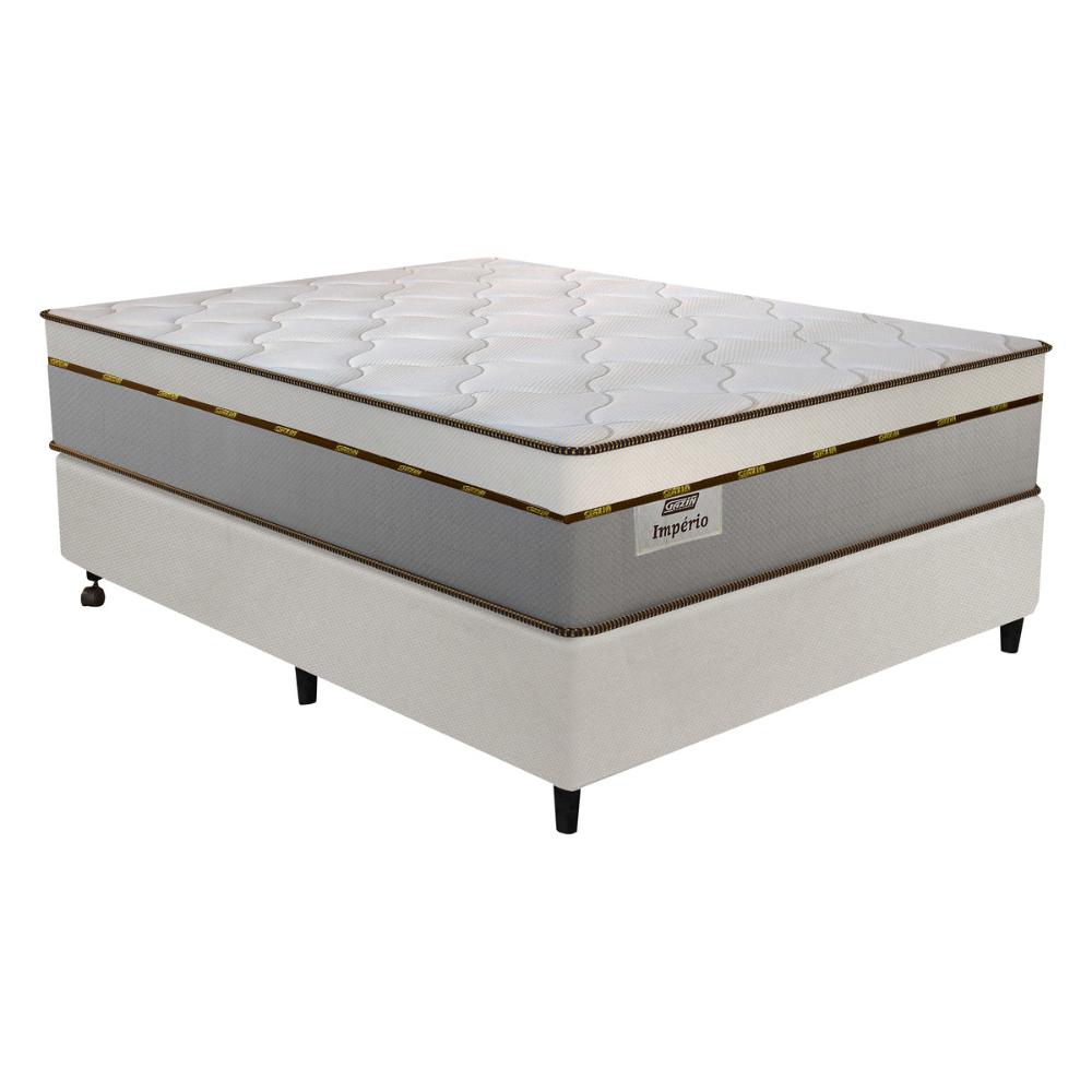 Cama Box Conjugado Casal com Colchão (138x72x188) Império Gazin CR35351 Areia/Off White