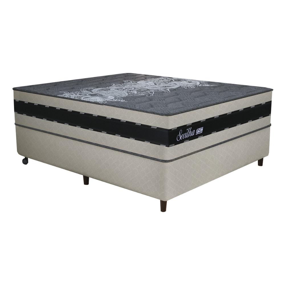 Cama Box Conjugado Casal com Colchão (138x73x188) Sevilha Gazin CR35357 Areia/Preto