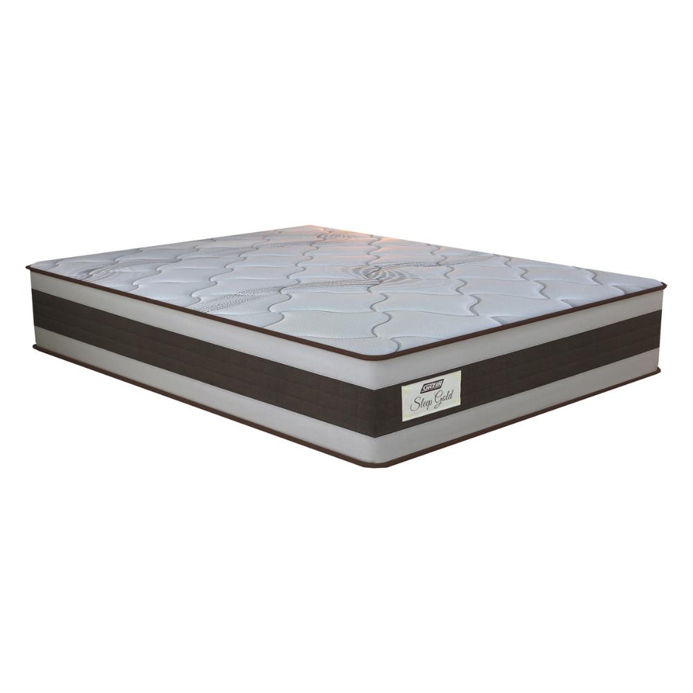 Cama Box Conjugado Casal com Colchão (138x73x188) Sleep Gold Gazin CR35355 Marrom/Bege